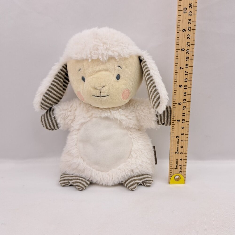 White Sheep Puppet Plush Demdaco Striped Ears Toy Nursery Rhyme 2020 Stuffed - Picture 9 of 14